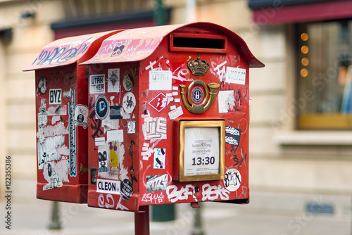 Decorated post box in Brussels, Belgium