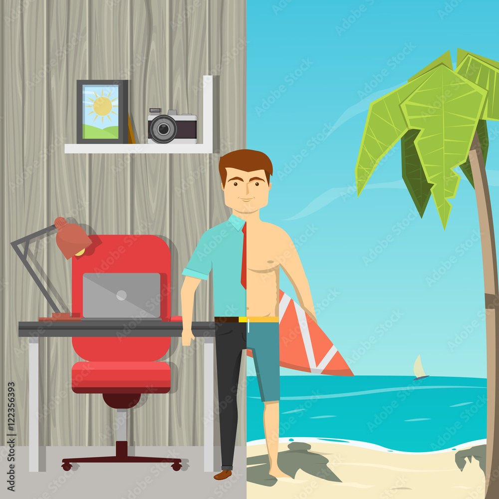 Fototapeta premium Businessman On Vacation Concept