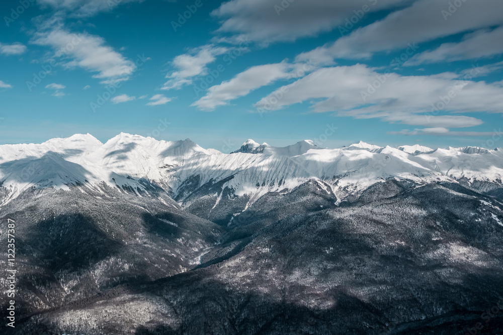 Winter mountains panorama, beautiful landscape