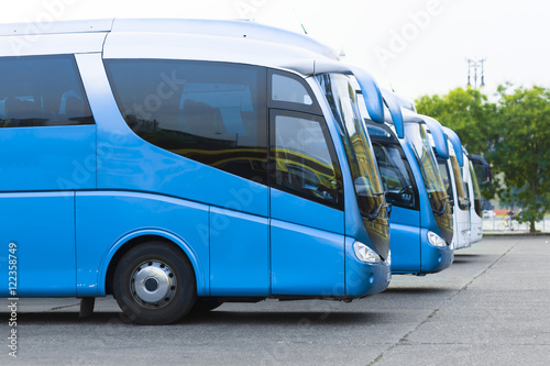 distance buses in the car park