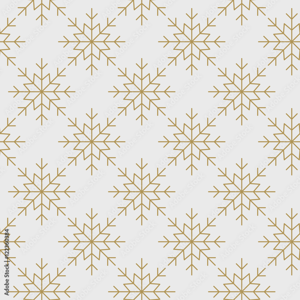 Snowflakes pattern seamless line art gold