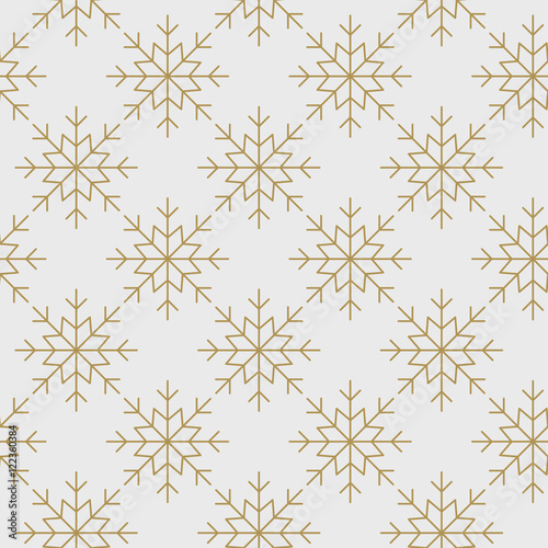 Snowflakes pattern seamless line art gold