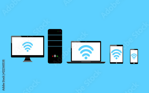 computer smartphone tablet laptop wifi connect icon