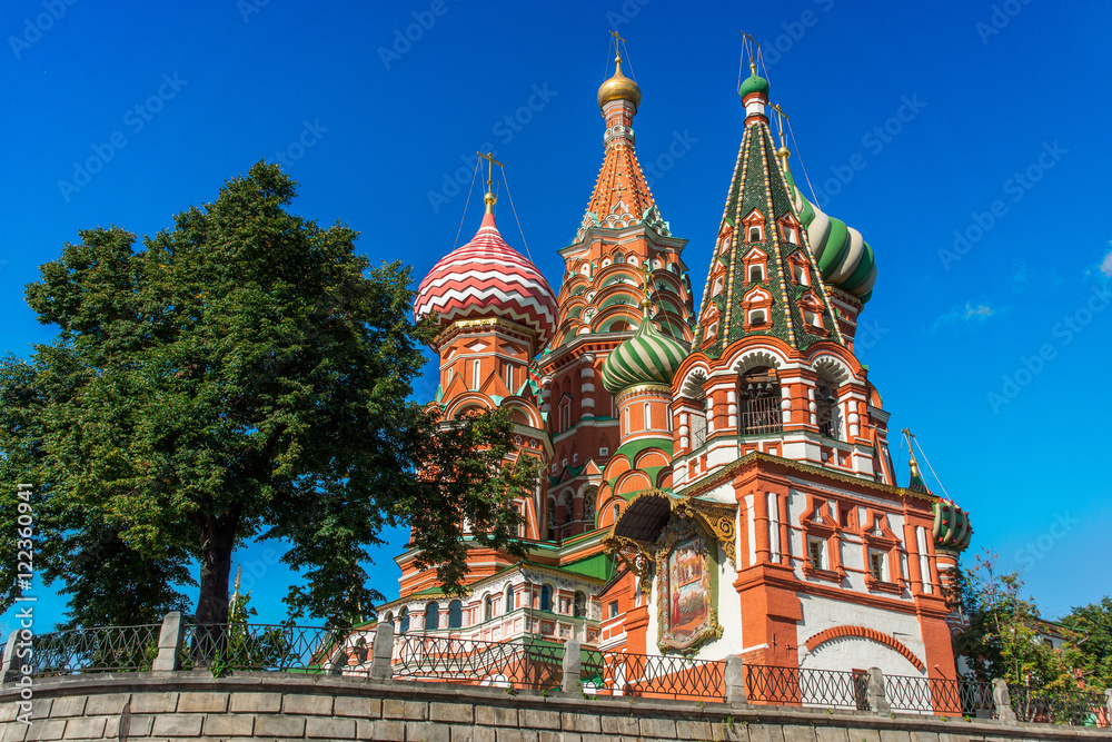 Moscow,Russia,Red square,view of St. Basil's Cathedral in summer