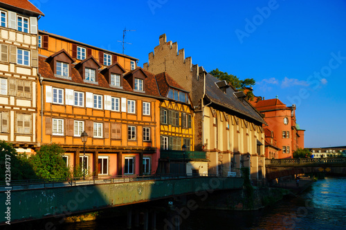 Old center of Strasbourg. Typical alsacien houses on the river.
