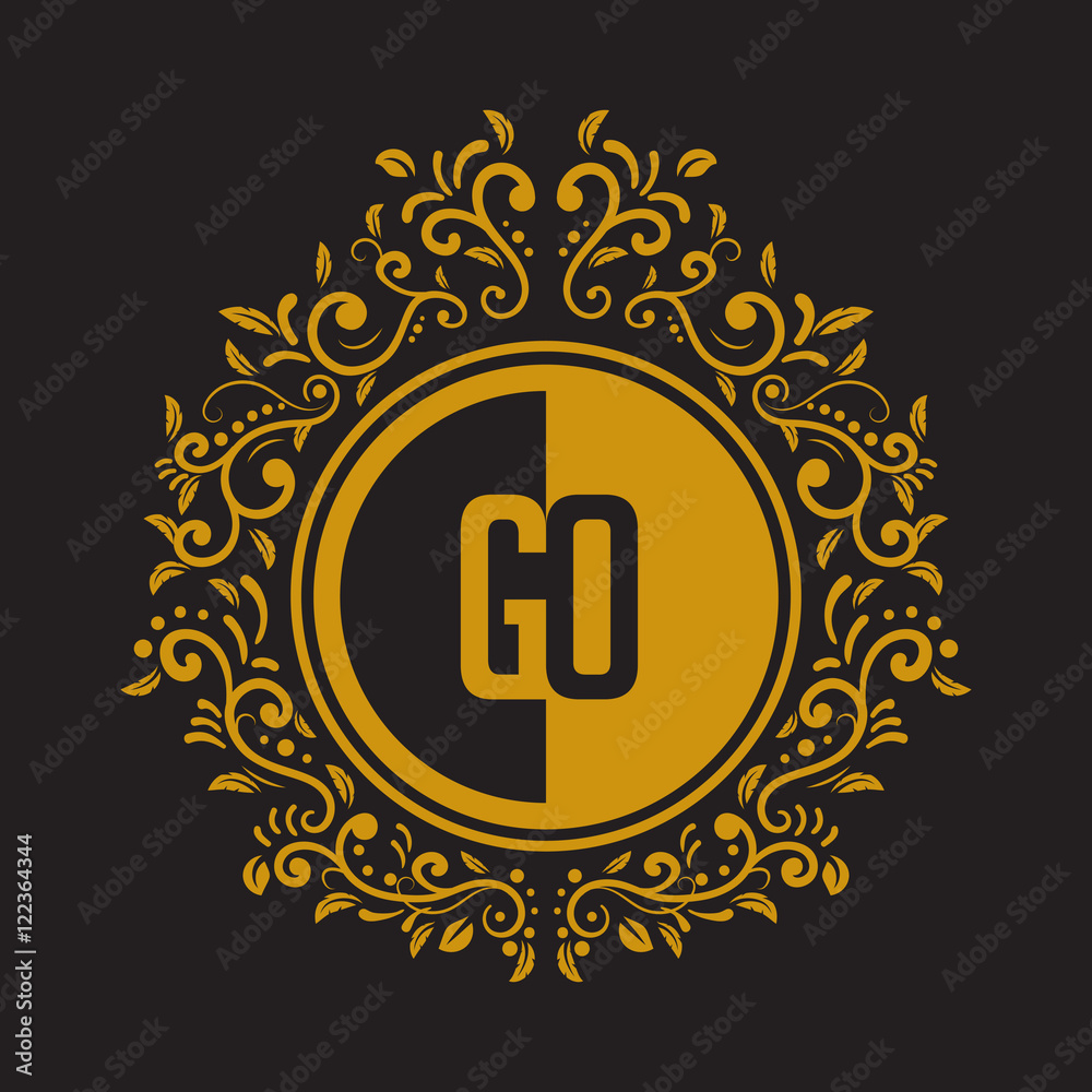 Fototapeta premium INITIAL CIRCLE HALF vintage elegant luxury