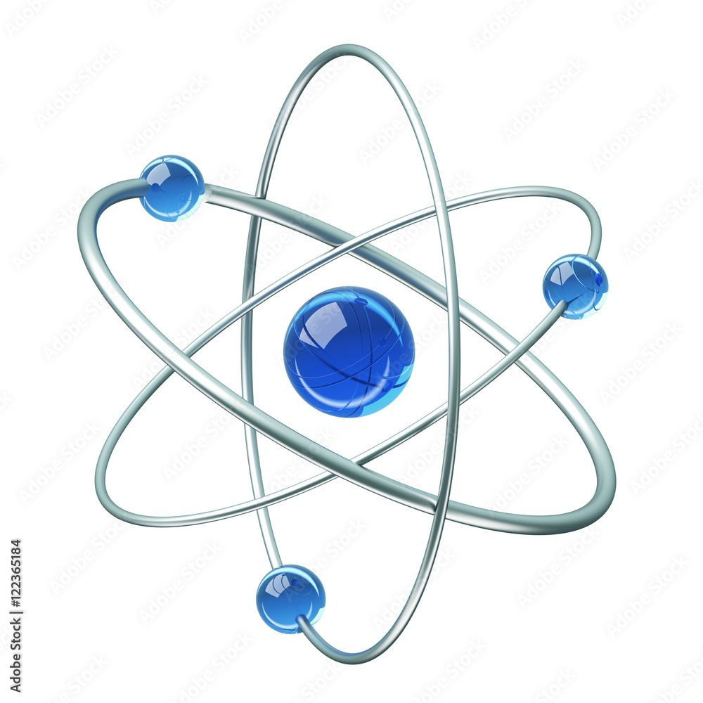 Orbital model of atom - physics 3D illustration Orbital model of atom - physics 3D illustration