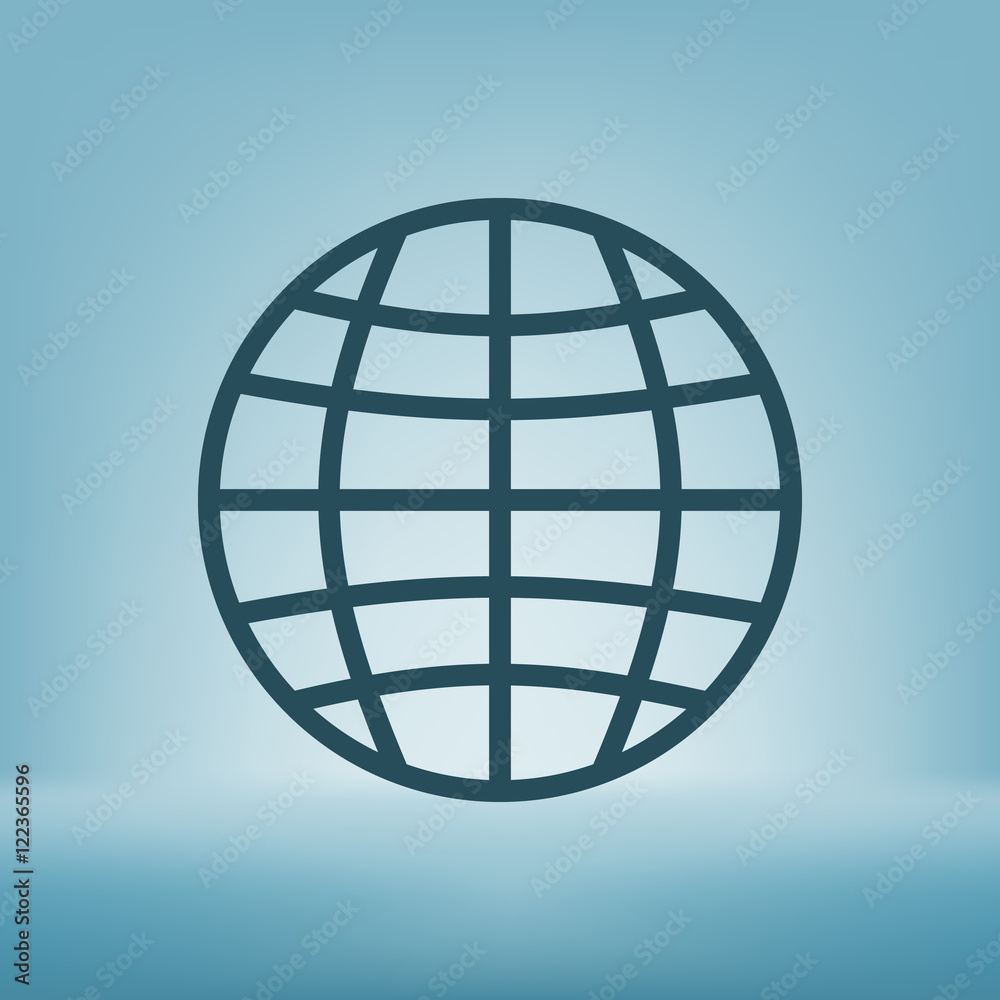 Flat paper cut style icon of globe Flat paper cut style icon of globe