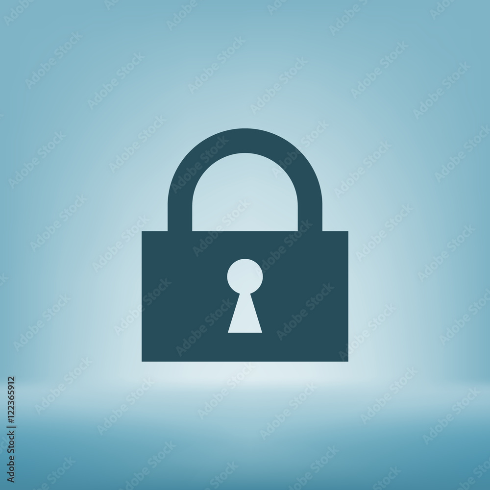 Flat paper cut style icon of a lock Flat paper cut style icon of a lock