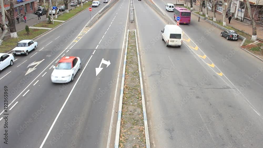 Time lapse movement cars , view from above Time lapse movement cars , view from above