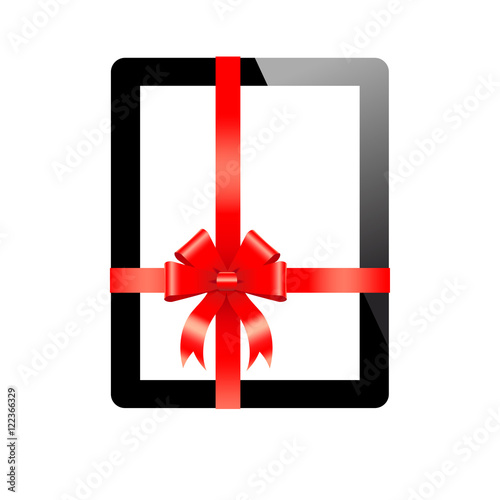 Black Tablet PC a gifts for the holiday with red bows