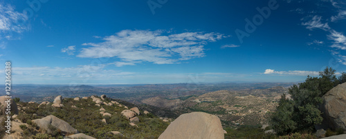 Panorama from Mount Woodson, Famous Potato Chip Rock Trail in Poway, California