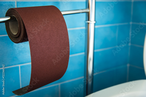 New strong toilet paper, hard ... very hard on cyan tiles and white water