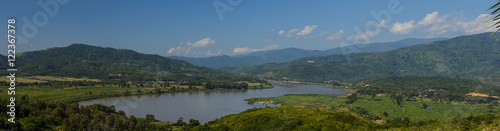 A panorama of beautiful landscape at Thai- Lao boader with blue