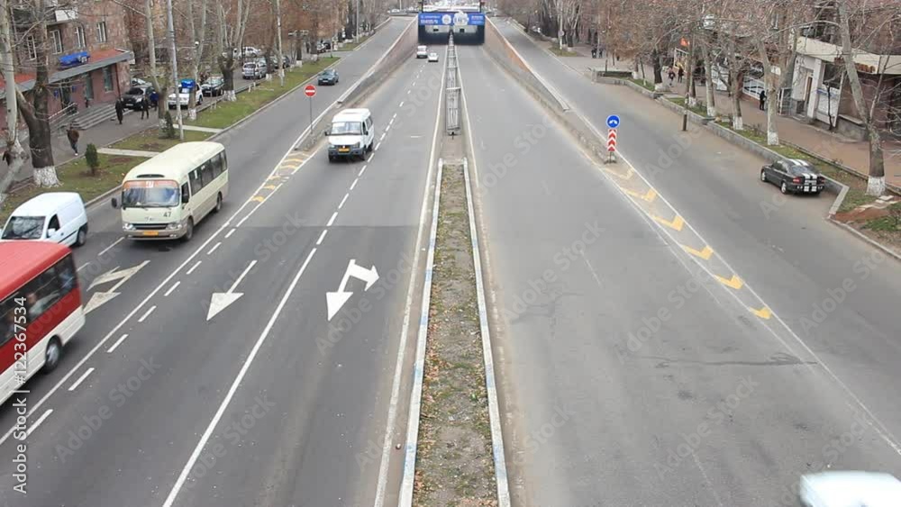 Movement cars on the road, view from above Movement cars on the road, view from above