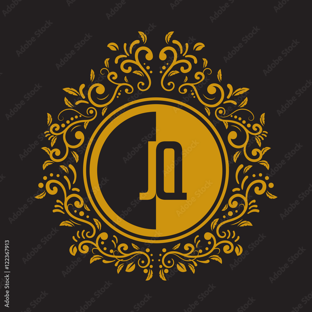 Naklejka premium INITIAL CIRCLE HALF vintage elegant luxury