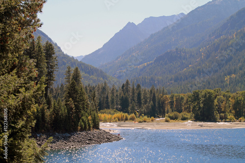 Wallowa Lake in Northeast Oregon with Trees and Mountains in the photo