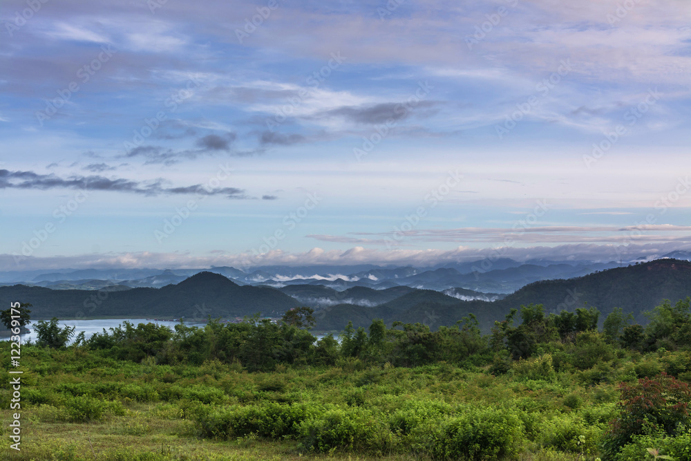 Misty mountain forest landscape , in Thailand Misty mountain forest landscape , in Thailand