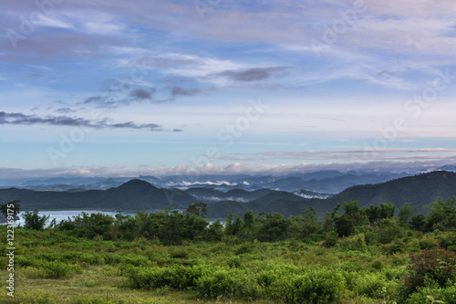 Misty mountain forest landscape , in Thailand
