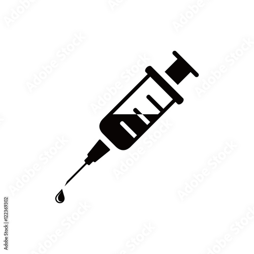 Injection syringe flat icon vector for medical apps and websites