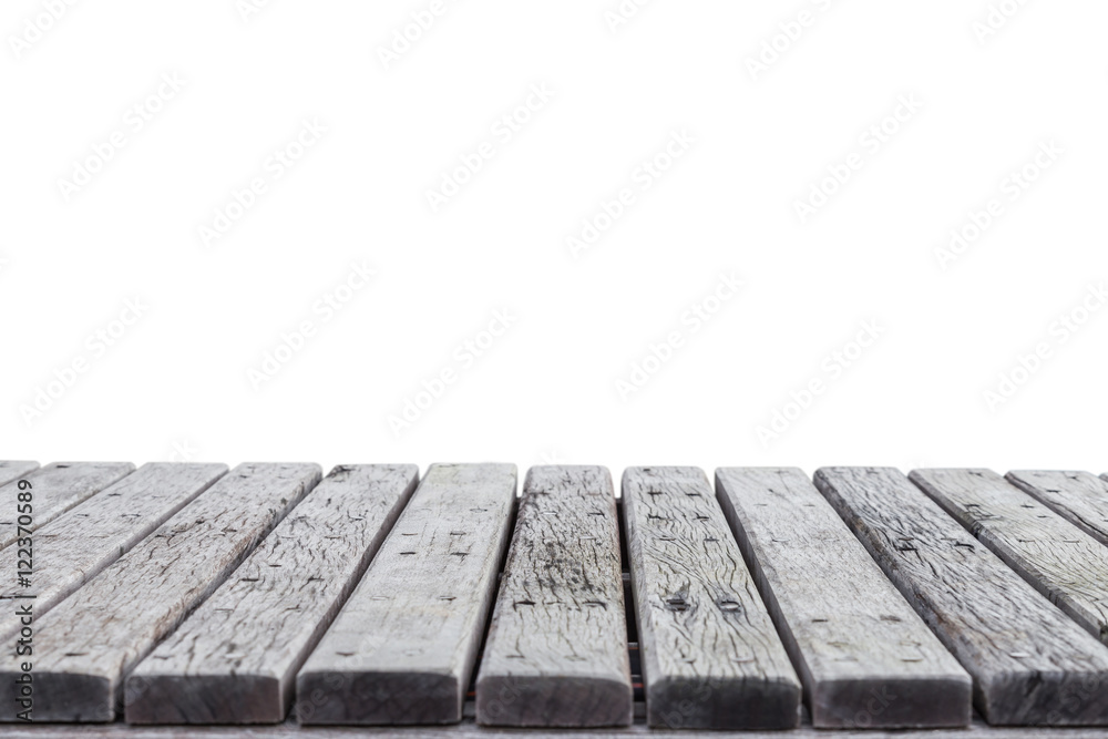 Empty top of wooden decking isolated on white background Empty top of wooden decking isolated on white background