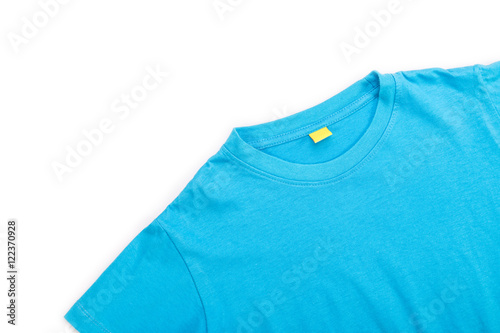 Top view of blue T-Shirt isolated on white