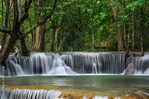 Huay Mae Khamin, Paradise Waterfall located in deep forest of Thailand.