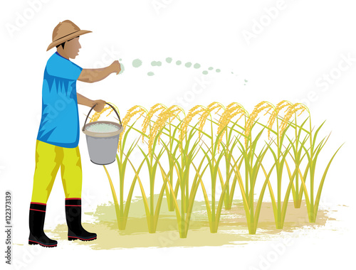 farmer manure rice plant vector design