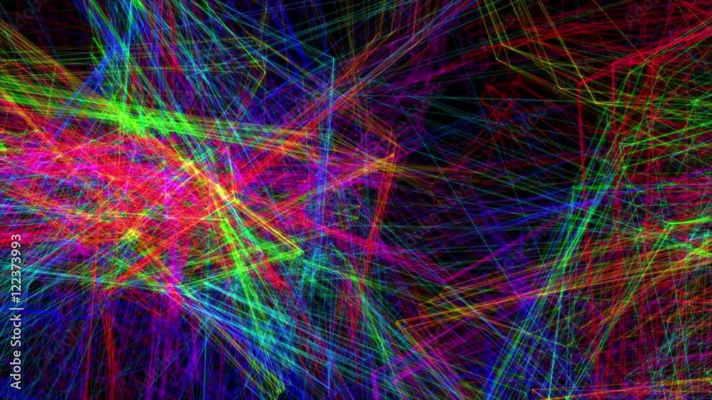 An abstract multilayered wireframe animation over black background.