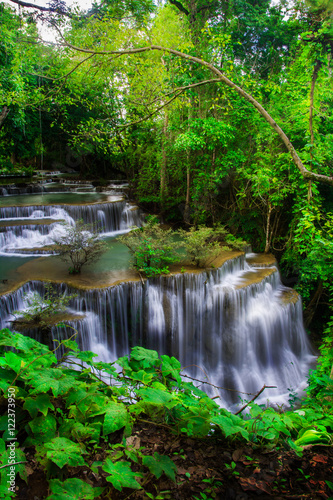 Huay Mae Khamin, Paradise Waterfall located in deep forest of Thailand. © meen_na