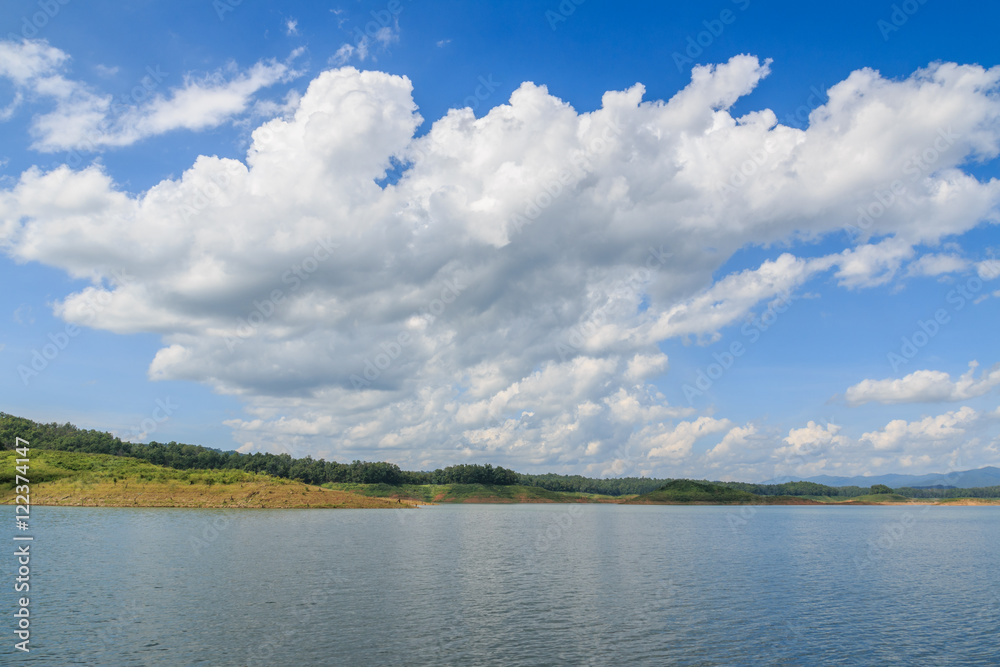 Blue sky with white clouds  and rivers beautiful