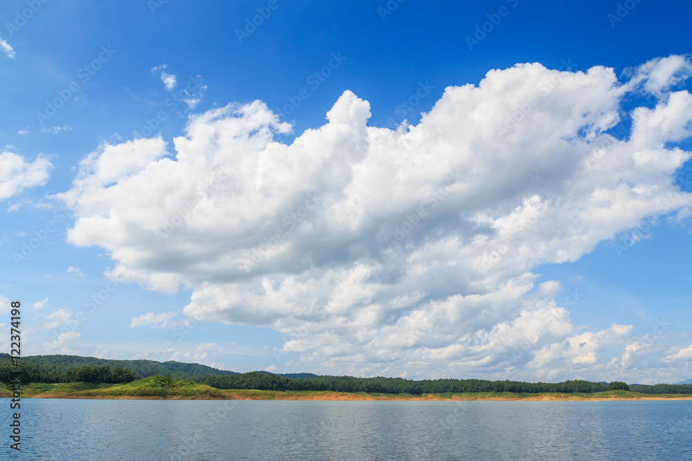 Blue sky with white clouds  and rivers beautiful