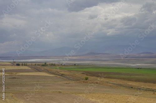 Arpacay (Akhourian ) resrvoir in the border of Turkey and Armenia. View form Armenia side.