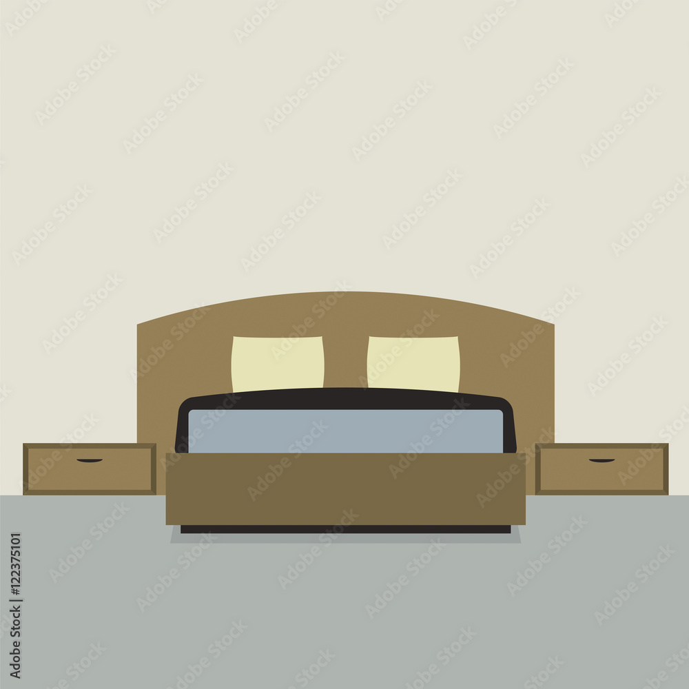 Flat Design Double Bedroom Vector Illustration Flat Design Double Bedroom Vector Illustration