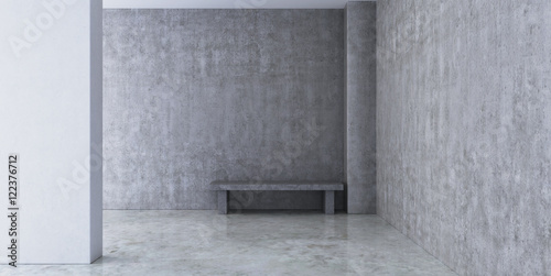 Empty room with concrete walls and bench