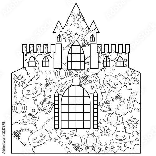 Halloween castle coloring