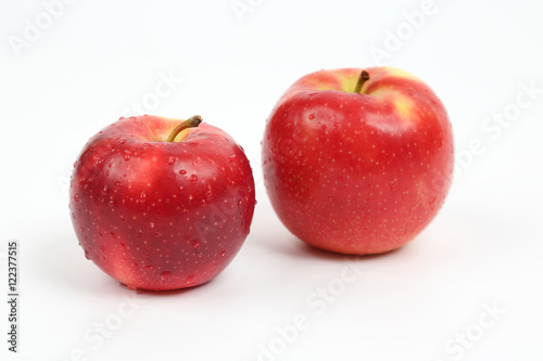 two red apple on white background