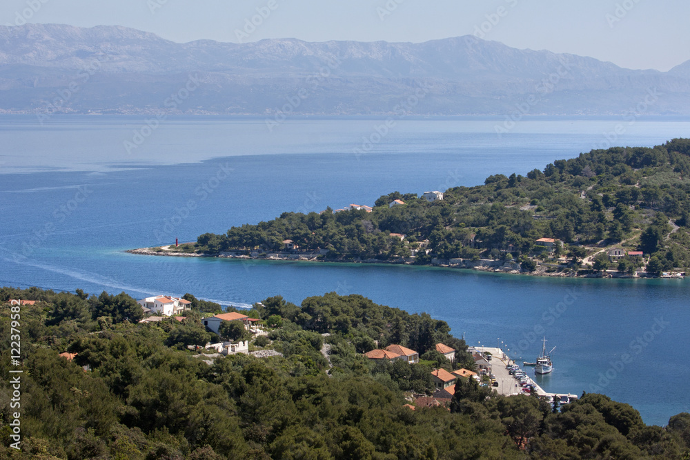 Rogac, ferry port on island Solta in middle Dalmatia near town Split in Croatia