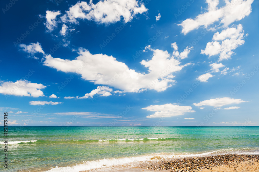 Beautiful beach and blue sky with clouds