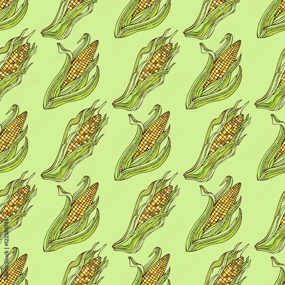 Vector seamless corn pattern. Vector seamless corn pattern.