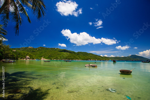 Xuan Dung beach, Van Phong bay, Khanh Hoa, Vietnam. From Nha Trang,driving some 50 km toward the north, you will have a chance to discover Van Phong Bay, a wild and typical small paradise in Khanh Hoa photo
