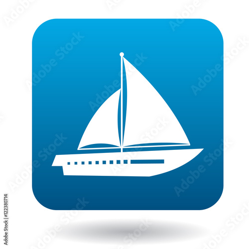 Sailing vessel with two sails icon in flat style on a white background