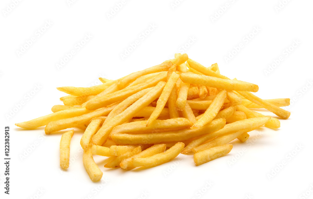 potato fry on white isolated background potato fry on white isolated background