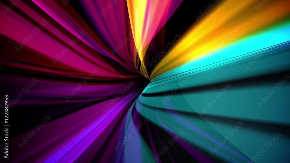 A vibrant and colorful abstract twisted ribbon background loop. Stock
