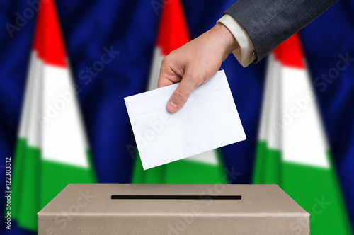 Election in Hungary - voting at the ballot box