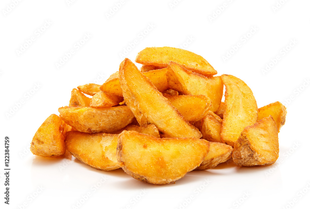 fried Potato wedges. Fast food. Isolated on white fried Potato wedges. Fast food. Isolated on white