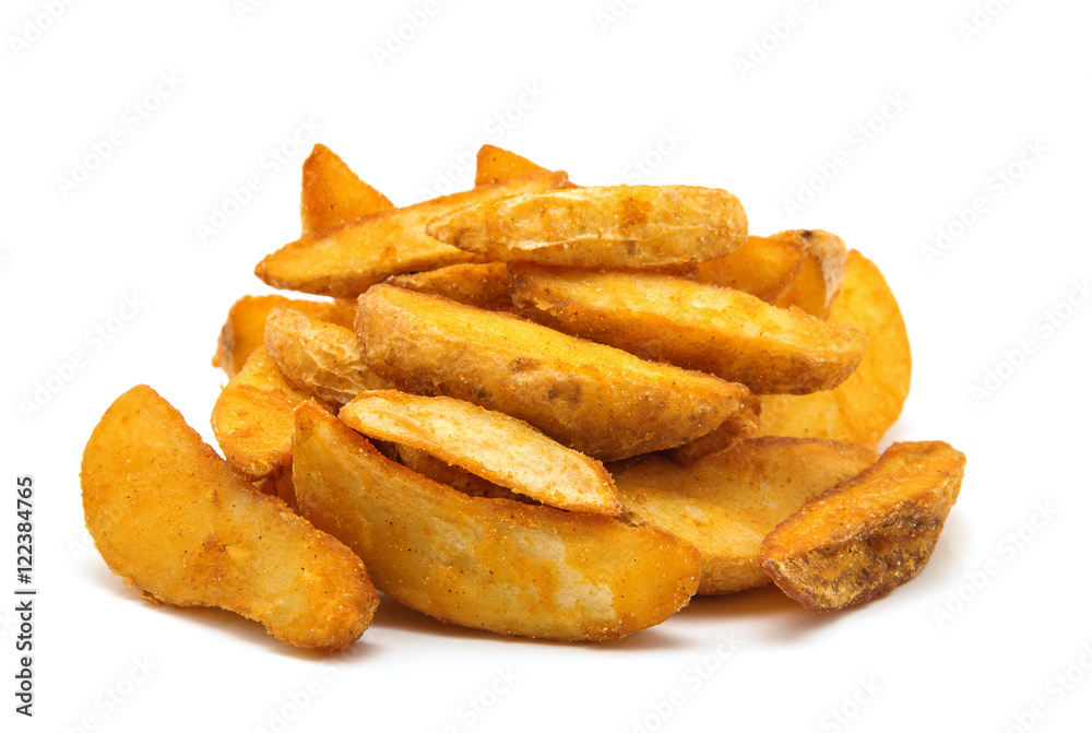 fried Potato wedges. Fast food. Isolated on white fried Potato wedges. Fast food. Isolated on white
