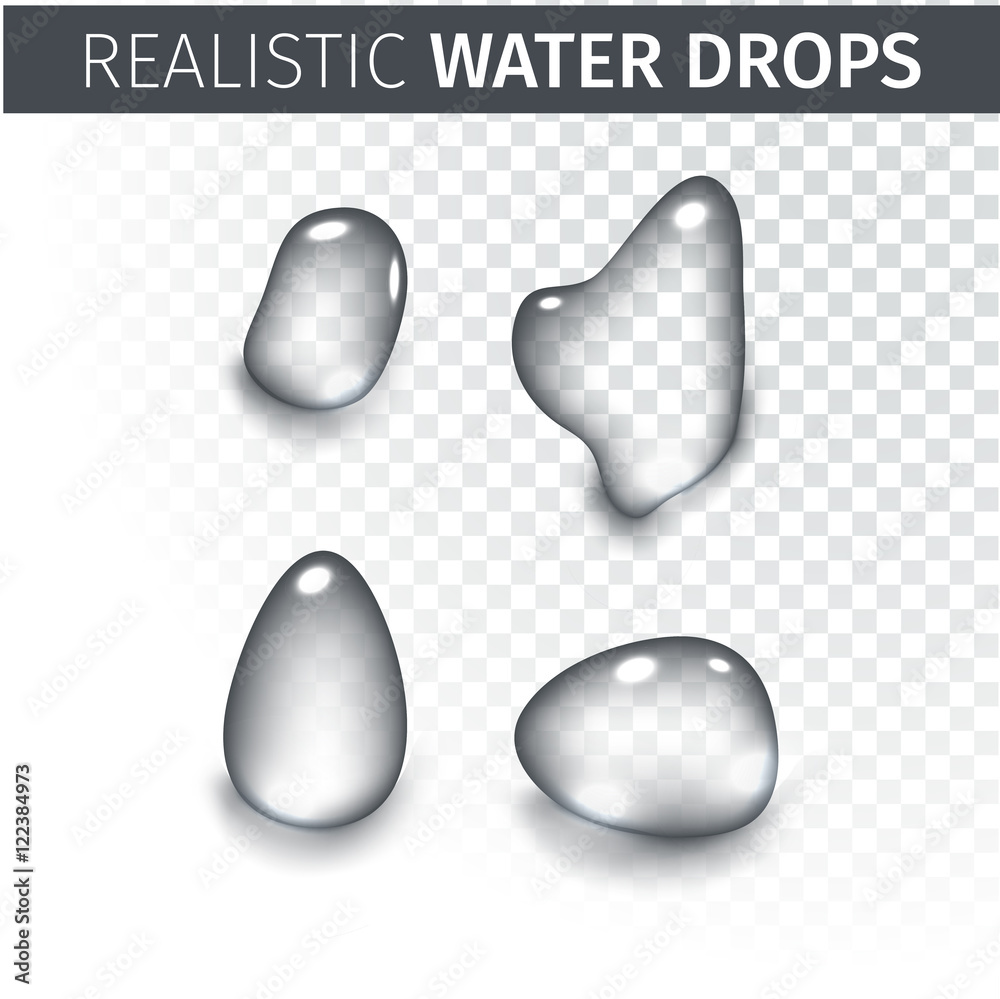 Pure clear water drops realistic set isolated vector illustration Pure clear water drops realistic set isolated vector illustration
