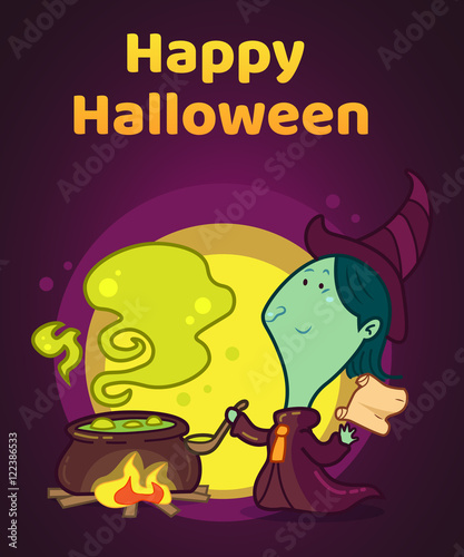 Witch  Halloween character  Vector illustration background