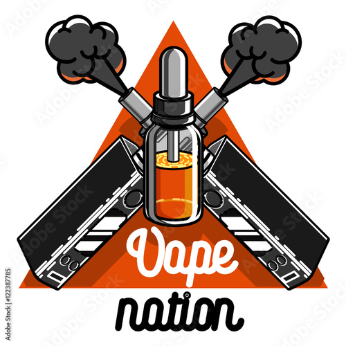 Color vintage vape, e-cigarette emblem